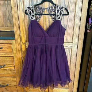 Blondie Nites | Formal Homecoming Prom Dress in Purple w Gold Sequin | size‎ 13